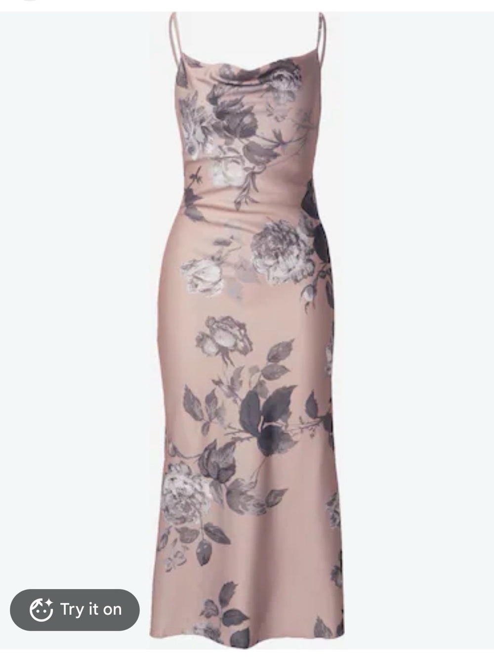 Lulu's X Astr the label Blush Pink Floral Cowl-Neck Maxi Slip Dress size Small